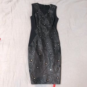NWT STUNNING Elie Tahari Black Leather Bodycon Dress